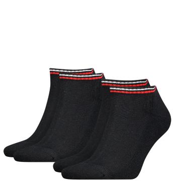 TOMMY HILFIGER - 2PACK TH uni Tommy jeans original iconic black členkové ponožky -39-42