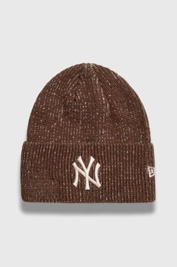 Čiapka New Era hnedá farba, z hrubej pleteniny, NEW YORK YANKEES