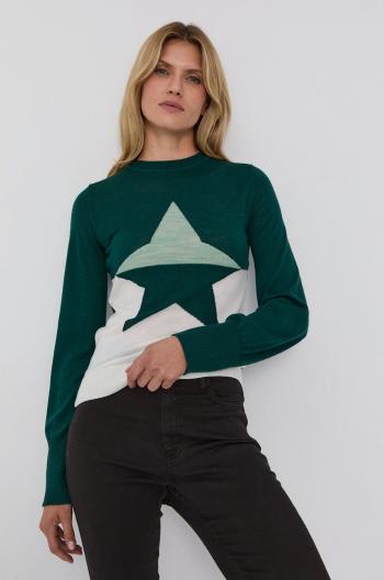 Vlnený sveter Marella dámsky, zelená farba, tenký
