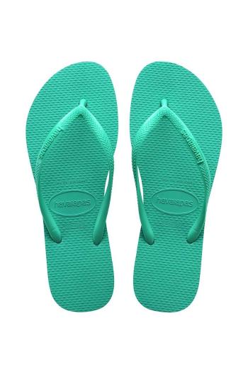 Žabky Havaianas SLIM dámske, zelená farba, na plochom podpätku, 4000030.1829