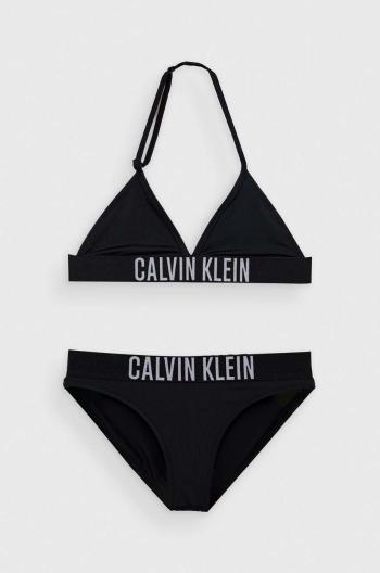 Dvojdielne detské plavky Calvin Klein Jeans čierna farba