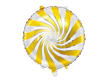 PartyDeco Fóliový balón bielozlatý cukrík 35 cm