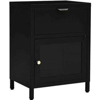 SHUMEE Nočný stolík čierny 40 × 30 × 54,5 cm oceľ a sklo, 336052