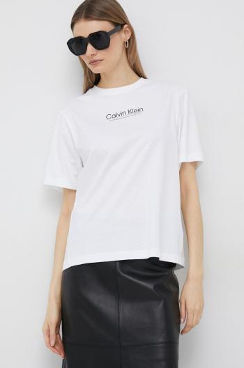 Bavlnené tričko Calvin Klein biela farba