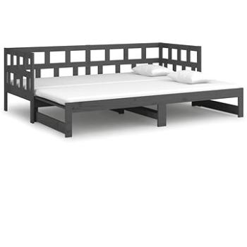 Výsuvná posteľ sivá masívna borovica 2× (90 × 200) cm, 820224