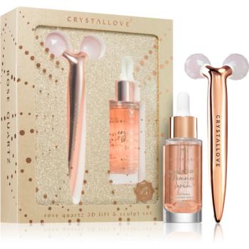 Crystallove Golden Rose Quartz 3D Lift & Sculpt Set sada (na upokojenie pleti)