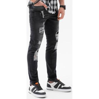 Ombre  Džínsy Slim Pánske riflové nohavice - čierna P1065  viacfarebny