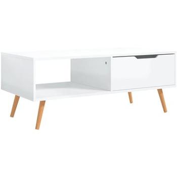 SHUMEE Konferenčný stolík biely vysoký lesk 100 × 49,5 × 43 cm drevotrieska, 326792
