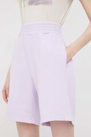Bavlnené šortky United Colors of Benetton dámske, fialová farba, jednofarebné, vysoký pás
