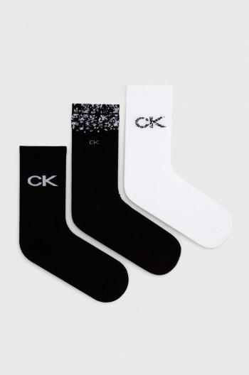 Ponožky Calvin Klein 3-pak dámske, čierna farba