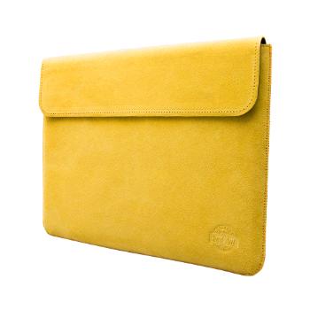Puzdro na notebook z brúsenej kože Spring žlté s klopou MacBook Pro 16 (2019, 2020)