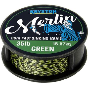 Kryston náväzcová šnúrka merlin fast sinking braid zelená 20 m-nosnosť 15 lb