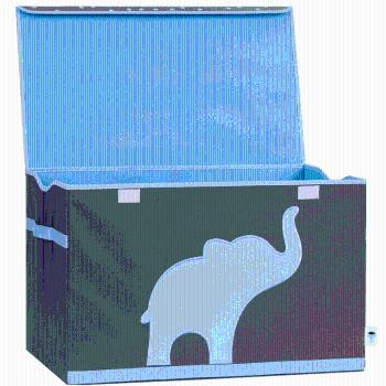 LOVE IT STORE IT - Truhlica na hračky - šedá, modrý slon - posilnená MDF materiálom