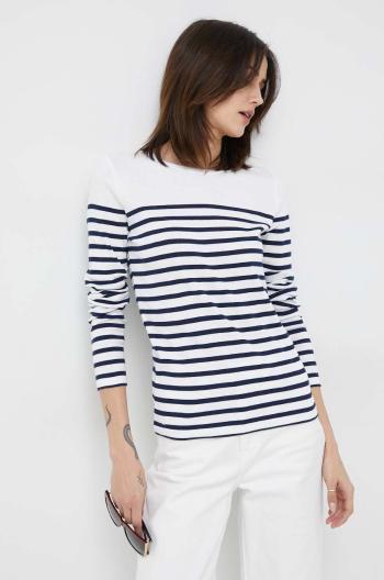 Bavlnené tričko s dlhým rukávom Lauren Ralph Lauren biela farba