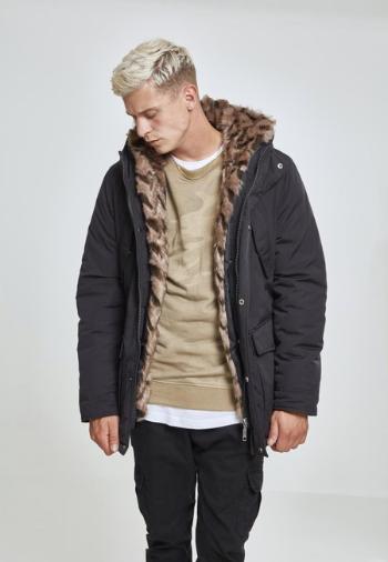 Urban Classics Hooded Faux Fur Parka black - L