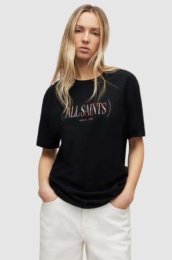 Bavlnené tričko AllSaints Logo Boyfriend čierna farba