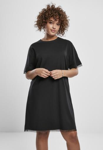 Urban Classics Ladies Boxy Lace Hem Tee Dress black - XXL