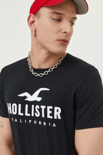 Bavlnené tričko Hollister Co. čierna farba, s nášivkou