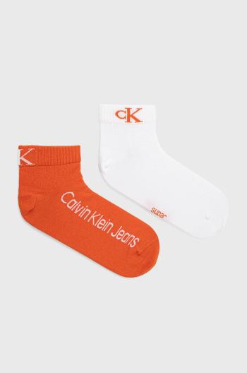 Ponožky Calvin Klein pánske, oranžová farba