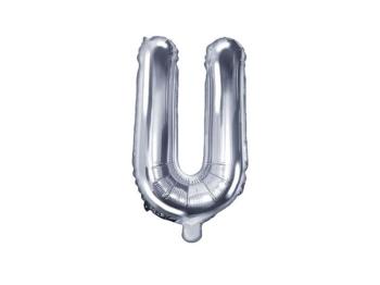 Fóliový balón písmeno "U", 35 cm, strieborný (NELZE PLNIT HELIEM) - PartyDeco