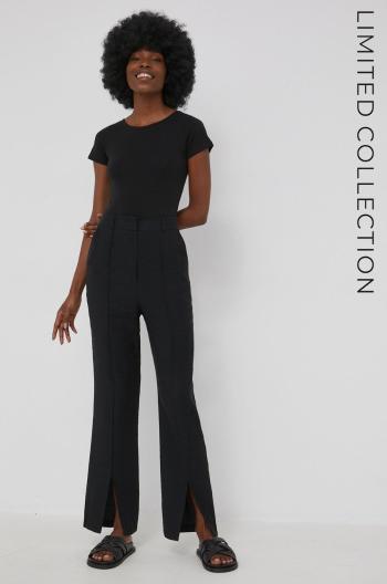 Nohavice Answear Lab x limitovaná festivalová kolekcia BE BRAVE dámske, čierna farba,