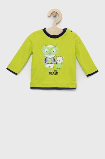 Detské bavlnené tričko s dlhým rukávom Birba&Trybeyond zelená farba, s nášivkou