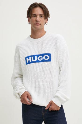 Bavlnený sveter Hugo Blue biela farba, 50525363