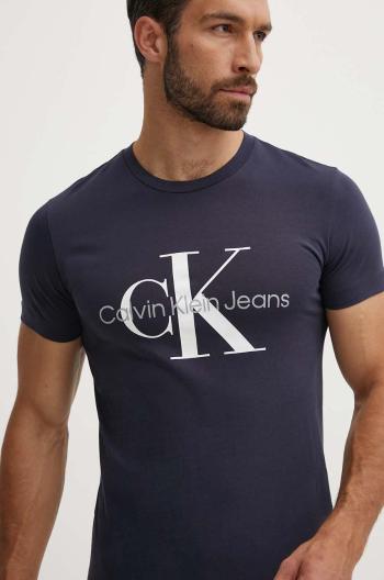 Bavlnené tričko Calvin Klein Jeans pánske, tmavomodrá farba, s potlačou, J30J320935