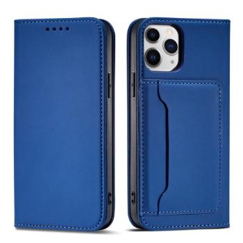 MG Magnet Card knižkové kožené puzdro na iPhone 12 Pro Max, modré