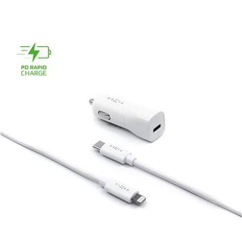 FIXED Car s USB-C výstupom a USB-C/Lightning kábla podpora PD 1 meter MFI 18 W biela (FIXCC18-CL-WH)