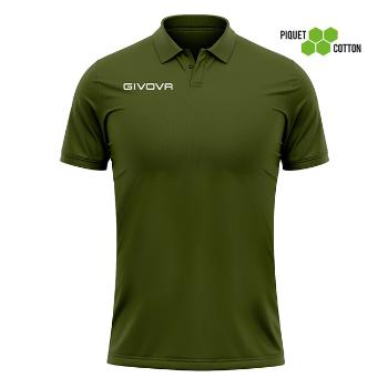 POLO COTONE PIQUET SUMMER VERDE MILITARE Tg. 2XS