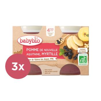 3x BABYBIO Príkrm jablko čučoriedky 2x 130 g