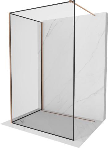 MEXEN/S - Kioto Sprchová zástena WALK-IN 110 x 70 cm, čierny vzor, meď kartáčovaná 800-110-212-65-70-070