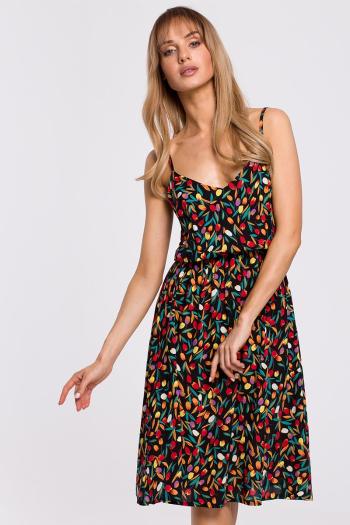 Viacfarebné kvetované šaty M518