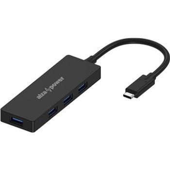 AlzaPower FlatCore USB-C (M) na 4× USB-A 3.0 (F) čierny (APW-HCCF4A3B)