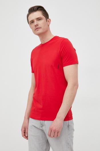Bavlnené tričko HUGO 2-pak červená farba, jednofarebné