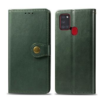 LEATHER BUCKLE Peňaženkový obal Samsung Galaxy A21s zelený