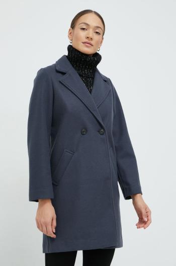 Kabát Vero Moda dámsky, tmavomodrá farba, prechodný, dvojradový