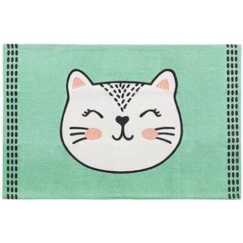 Detský koberec s mačkou, 60 × 90 cm, zelený HOWRAH, 246232 (beliani_246232)
