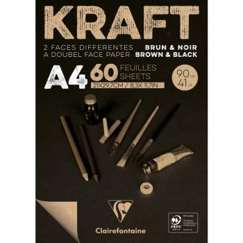 CLAIREFONTAINE KRAFT - Kraft papier na suché a mokré techniky A4 (60 listov)