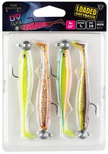 Fox rage gumová nástraha slick shad 4 mixed uv color pack loaded - 7 cm 5 g 1/0