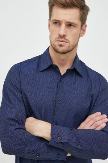 Bavlnená košeľa Selected Homme pánska, tmavomodrá farba, regular, s klasickým golierom