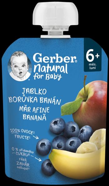 GERBER Natural vrecko jablko, čučoriedka a banán 6m+ 90 g