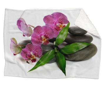 Deka Orchidea na kameňoch (Rozmer: 150 x 120 cm, Podšitie baránkom: ÁNO)