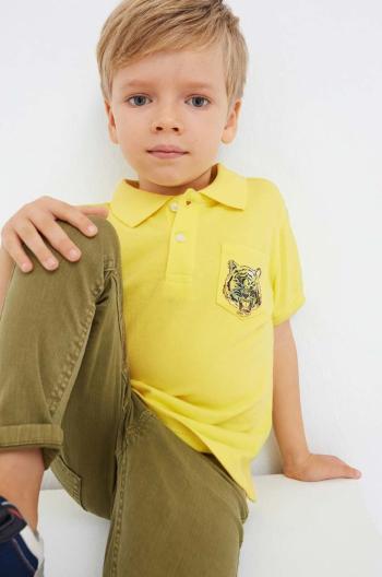Detská bavlenná polokošeľa Mayoral žltá farba, s potlačou