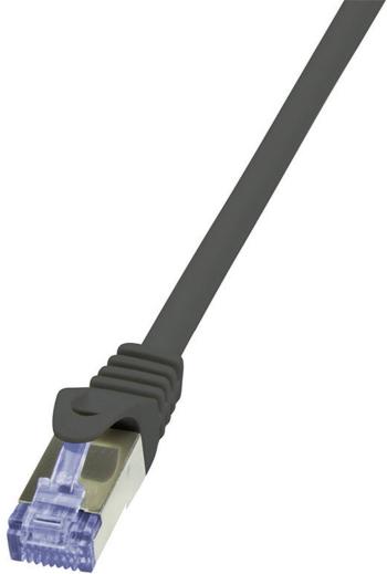 LogiLink CQ3023S RJ45 sieťové káble, prepojovacie káble CAT 6A S/FTP 0.50 m čierna samozhášavý, s ochranou 1 ks