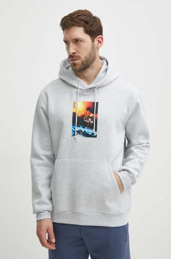 Mikina adidas Originals pánska, šedá farba, s kapucňou, s potlačou, IS2907