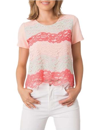 Ružovo-béžové dámske tričko s pruhmi vel. 38