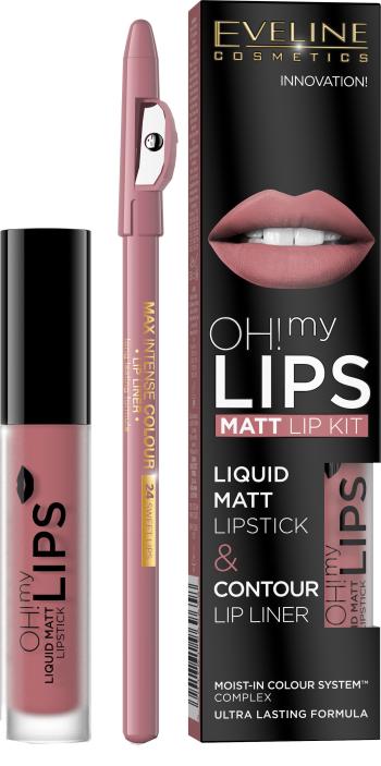 Eveline Cosmetics OH! my Lips Matt Lip set - Matný tekutý rúž na pery + Kontúrka 07 Baby nude