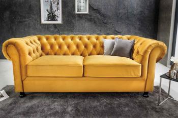 LuxD Dizajnová trojsedačka Chesterfield 192 cm horčicový zamat